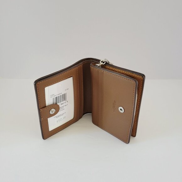 Coach C2862 Pebbled Leather Snap Wallet Clutch Light Saddle - Picture 6 of 7